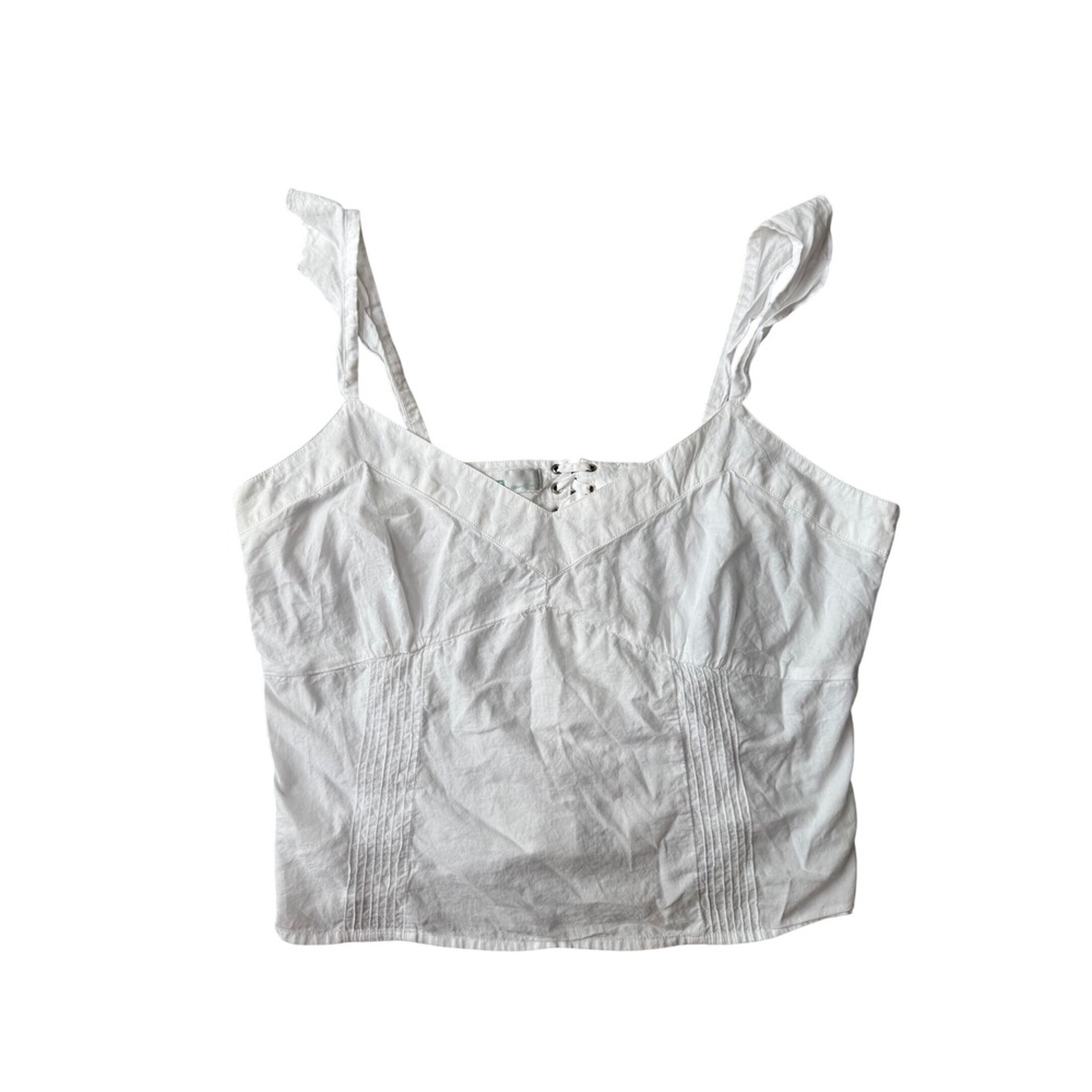 Vintage Y2K JLO Jennifer Lopez White Corset Tank Top 2000s Cotton Bustier XL